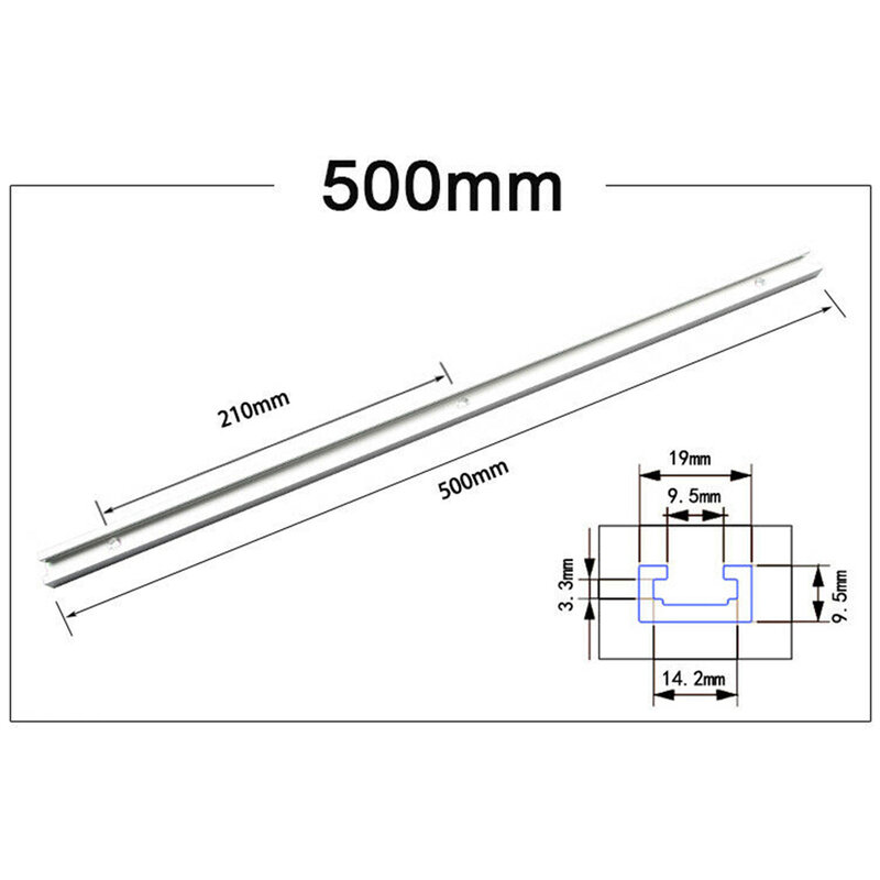 1szt T-Track T-Slot Miter Jig Tools Screw Fixture Aluminum Alloy 19x9.5mm Table Saw Router 300-600mm Chute Rail Woodworking Tool