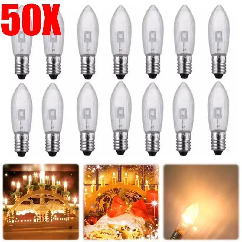 50/40/30/20/10 Buah E10 Bohlam LED Pengganti Lampu Lilin Bohlam Rantai 10 V-55 V AC untuk Kamar Mandi Rumah Lampu Peri Dekorasi