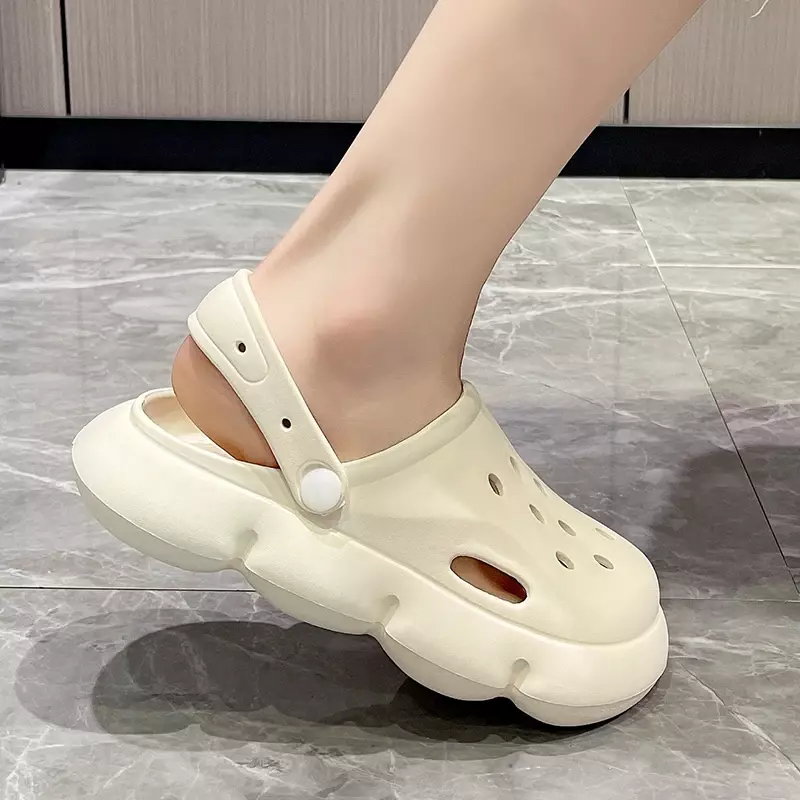 Sapatos de plataforma respirável para mulheres, dedo do pé fechado, chinelos de EVA, ao ar livre, durável, casual, sandálias leves, verão
