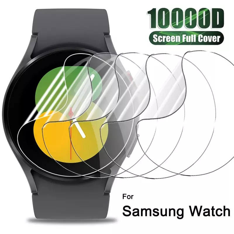 1-5 buah pelindung layar penuh untuk Samsung Galaxy Watch6 5 4 40/44mm hidrogel Film penutup pelindung untuk jam tangan klasik 43mm 47mm