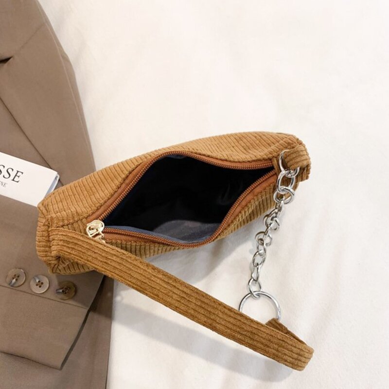 Modische Unterarmtasche, gestreifte Cord-Umhängetasche mit Reißverschluss, Umhängetasche, All-Match-Clutch-Handtasche für die
