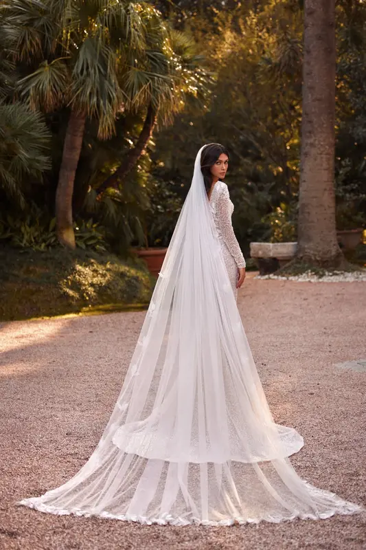 Luxury Mermiad Wedding Dress Deep V-Neck Sparkly Beaded Tulle Long Sleeves Backless Bridal Gown Sweep Train Vestidos De Novia