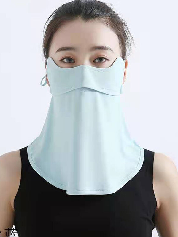 Mascarilla de protección solar de seda de hielo para mujer, máscara facial de poliéster transpirable, Anti ultravioleta, caliente, novedad de verano