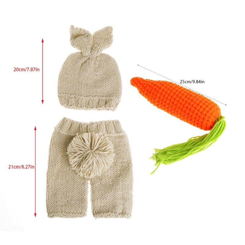 Infant Photograph Props Shorts Hat Carrot Set Newborn Shower Party Photo Clothes