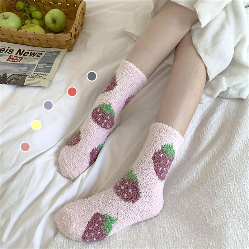 Calcetines de terciopelo Coral para mujer, medias cálidas y esponjosas para la cama, suaves y elásticas, para interiores, de piel de visón, para invierno, novedad de 2023