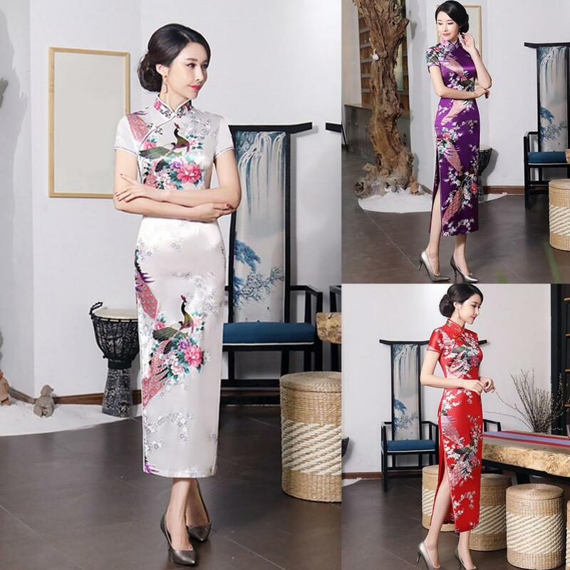 Robe Cheongsam de style ethnique pour dames, manches courtes, mince, superbe, style chinois