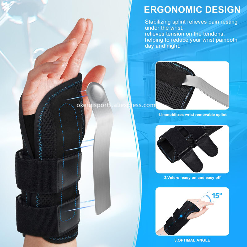 Penopang pergelangan tangan olahraga, 1 buah gelang tangan dapat disesuaikan, penopang pergelangan tangan kanan kiri untuk kebugaran, Angkat Berat & pereda nyeri