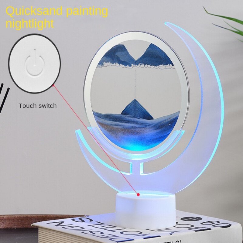Mond Treibsand Malerei kleine Nacht lampe Dekoration dynamische 3D kreative Dekompression Tisch lampe Fernbedienung Touch