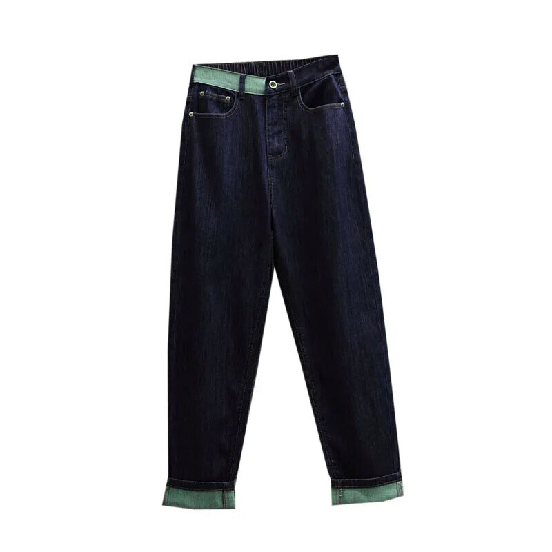 Calças harém jeans largas de cintura alta para mulheres, calças femininas longas, moda feminina, novo, S612, primavera, outono, 2023