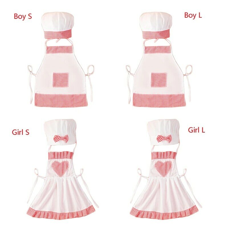 67JC 2pcs Photography Props Suit for Baby Newborn Infant Hat & Chef Apron Photo Costume Newborns Cosplay Party Photo Outfit