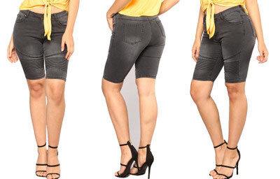 2023 letnie modne nowe ziarna casualowe jednolity kolor wysokiej talii damskie spodnie z nogawkami do polowy łydki jeansowe