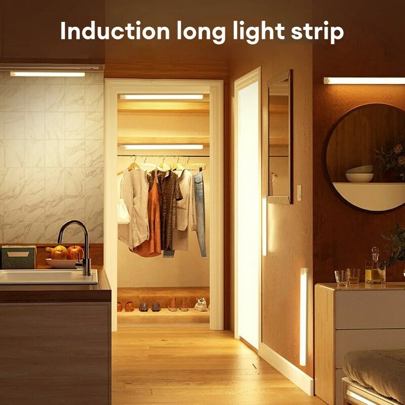 Lampu Led Sensor gerak nirkabel, lampu dekorasi dapur, lampu dinding, tangga, lampu Led untuk lemari, lampu malam, dapat diisi ulang daya Usb