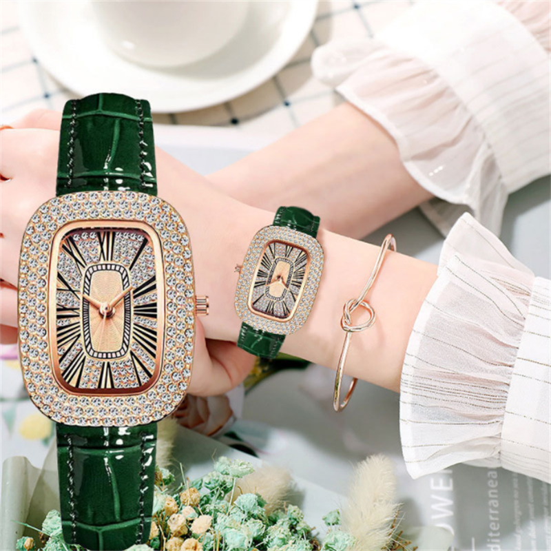 Роскошные женские повседневные часы, овальные новые кварцевые наручные часы с цирконом, подарок