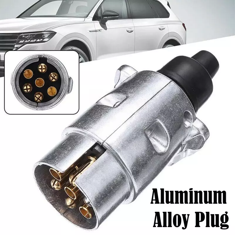  7 Pin Aluminium Alloy Plug Trailer Truck Towing Electrics 12V Connector EU Plug Professional Replacement For Truck H6S0