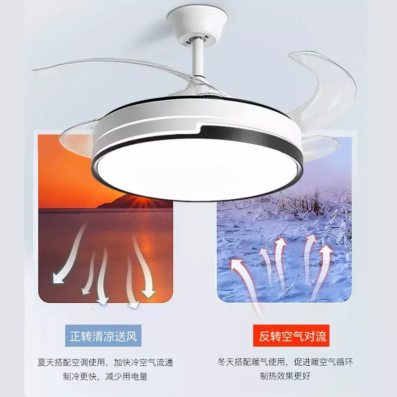 Ceiling fan with led light Dining living bedroom wall/remote control fan modern Invisible blade ceiling fans fan with remote