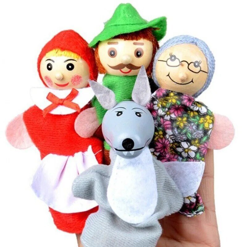 4Pcs Animals Plush Doll Finger Puppets Set Baby Hand Cartoon Family Hand Puppet Cloth Theater Educational Toys For Kids Gifts