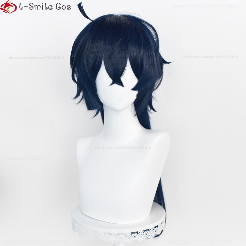 Cosplay Anime, Wig tanpa Karte 68cm panjang biru hitam tahan panas + topi Wig