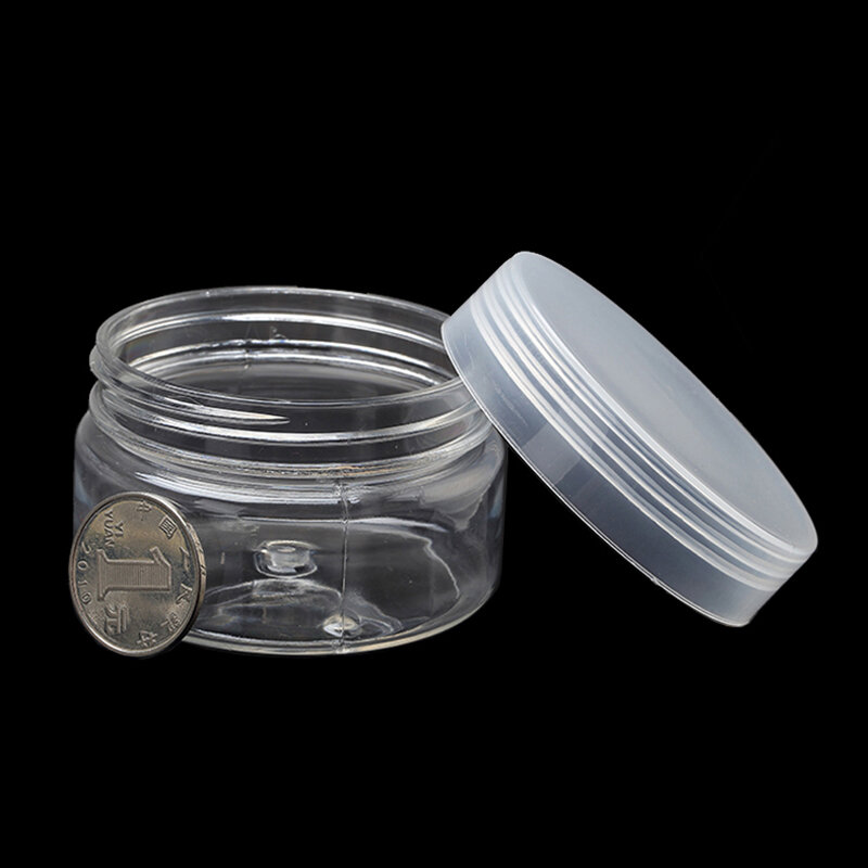 Caixa clara do organizador do armazenamento, 6.8x4.2cm, recipientes pequenos redondos de 80ml com tampa, suporte do grânulo para comprimidos de costura dos grânulos do brinco da joia