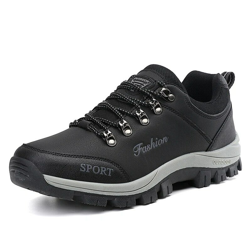Мужская походная обувь, Водонепроницаемые кожаные ботинки для снега, мужские кроссовки 2023, уличная плюшевая нескользящая обувь на шнуровке для скалолазания, мужские походные ботинки