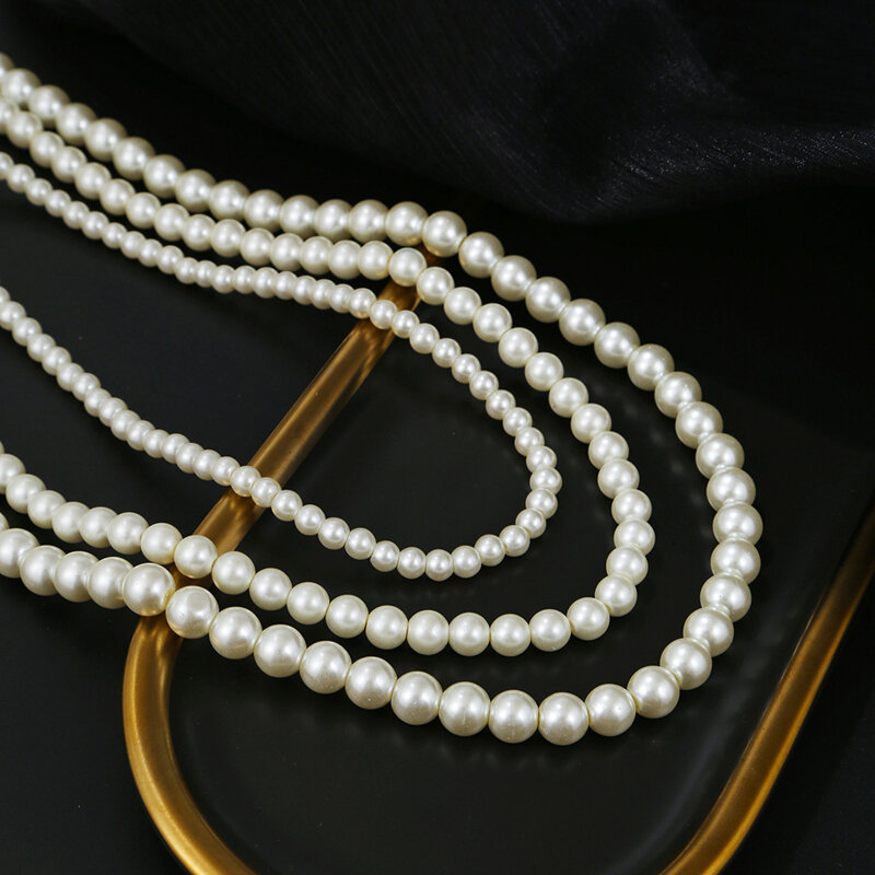 Colar de pérolas para homens e mulheres gargantilha de conta simples artesanal, joias da moda para meninas, colares de banquete de casamento 2023
