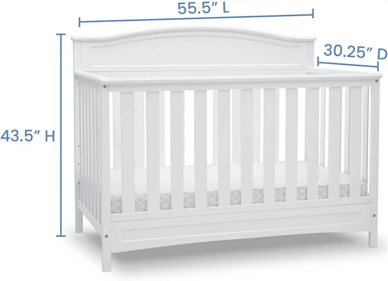Delta Kids Emery-cuna Convertible 4 en 1 para bebé, cuna con certificado Greenguard Gold, (riel de cama de día, marco de cama, colchón vendido por separado)
