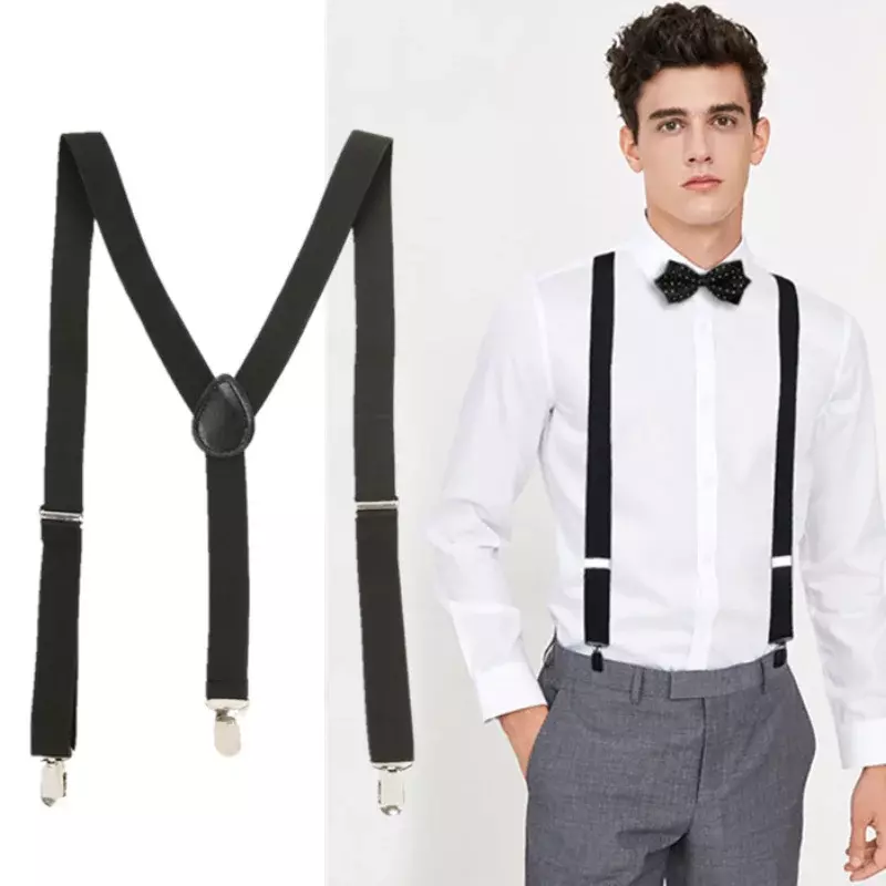 Suspender pria lebar 30mm, tali Suspender elastis tinggi tali Suspender tugas berat X celana panjang belakang untuk rok setelan pernikahan