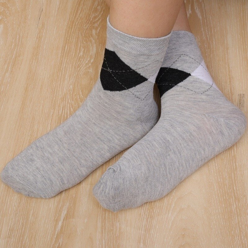 5 Pairs New Winter Men's Socks Thicken Warm High Quality Harajuku Middle Tube Sock Casual Fashion Diamond Check Wool Snow Socks