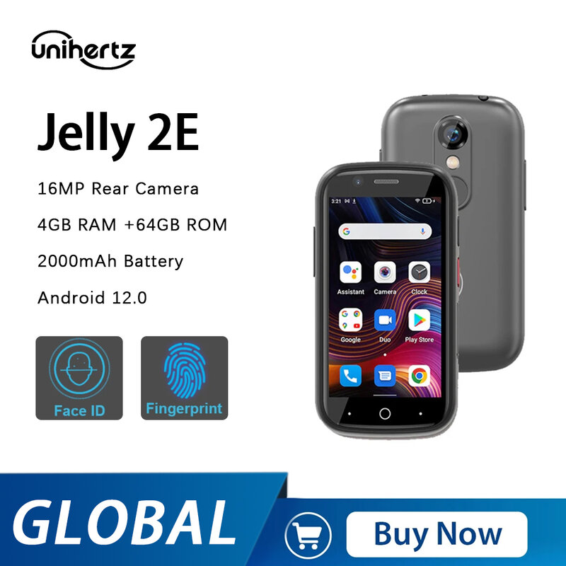 Unihertz-Smartphone Jelly 2E versión Global, 4G, Mini, Android 12, pantalla HD de 3 pulgadas, 4GB + 64GB, 2000mAh, VoLTE HD, Vioce, teléfonos pequeños, NFC