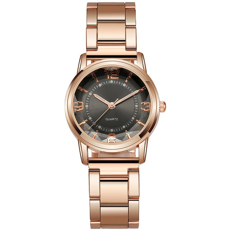 Dames Luxe Roségouden Quartz Horloge Rvs Strap Alloy Horloge Veelzijdige Casual Womenpolshorloj De Mujer