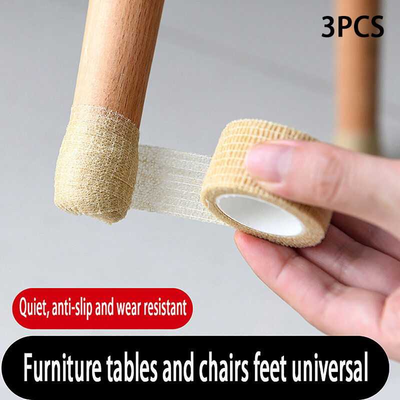 3pcs Reusable Self Adhesive Chair Leg Covers Anti-slip Table Leg Protection Furniture Foot Pad Wrapping Shock Absorber