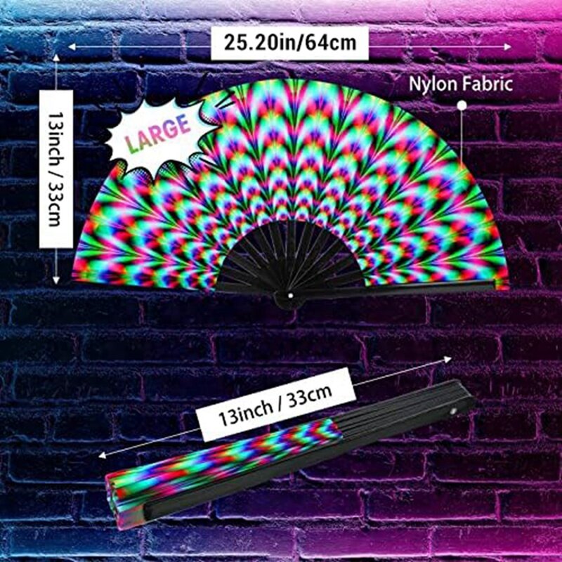 1 Stuk Vrouwen Raves Fold Hand Fan Multicolor Fluorescentie Glow Party Club Prom Disco Freaky Pub Decoratief