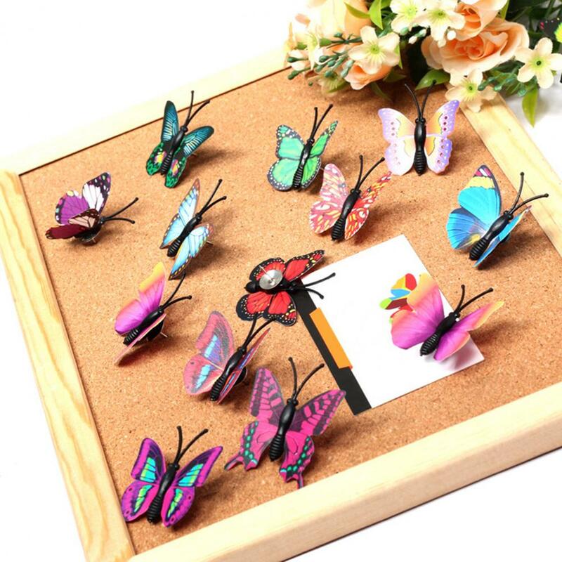 Tachas decorativas em forma de borboleta, Pins bonitos, Thumbtacks coloridos, Message Board realista, Decor Mensagem, 30pcs