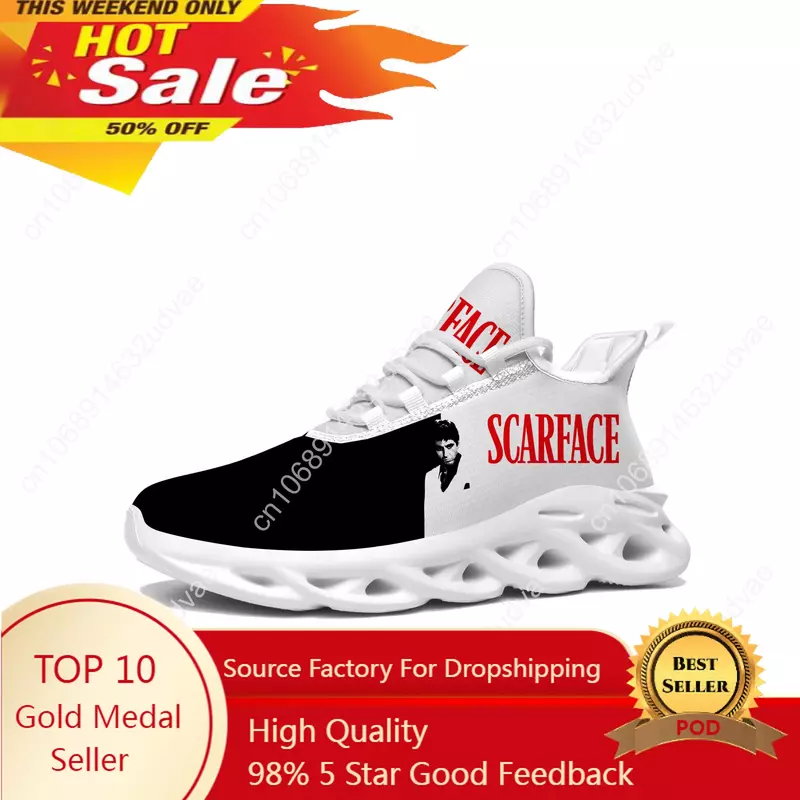 Кроссовки Scarface на плоской подошве, мужские и женские спортивные кроссовки для бега, высококачественные кроссовки Al Pacino, сетчатая обувь на шнуровке, изготовленная на заказ обувь