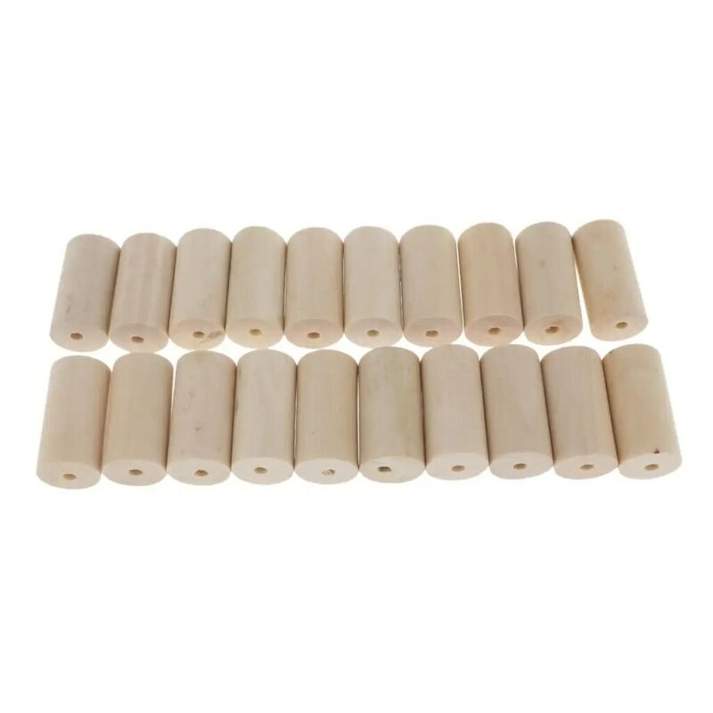 20x Natural Solid Wooden Bead Cylinder Unfinished Tube Bead DIY Crafts Decor
