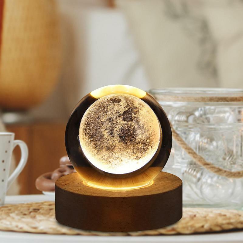 Glowing Planetary Crystal Ball Night Lights 3D Engraved Led Night Light Table Lamp Decor LED Night Lamp Creative Table Lamp