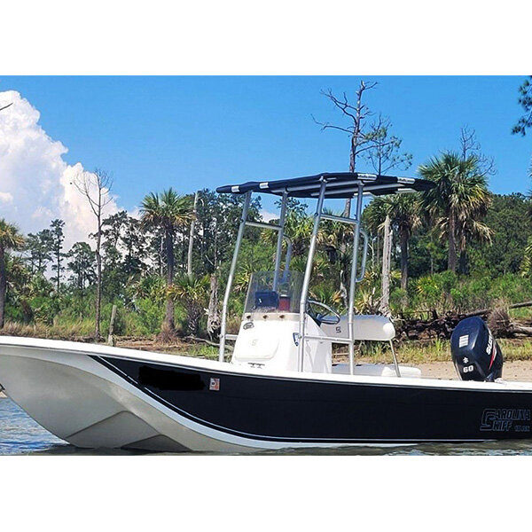 Dolphin Pro Economic Boat T Top, marco blanco de aluminio, con dosel negro