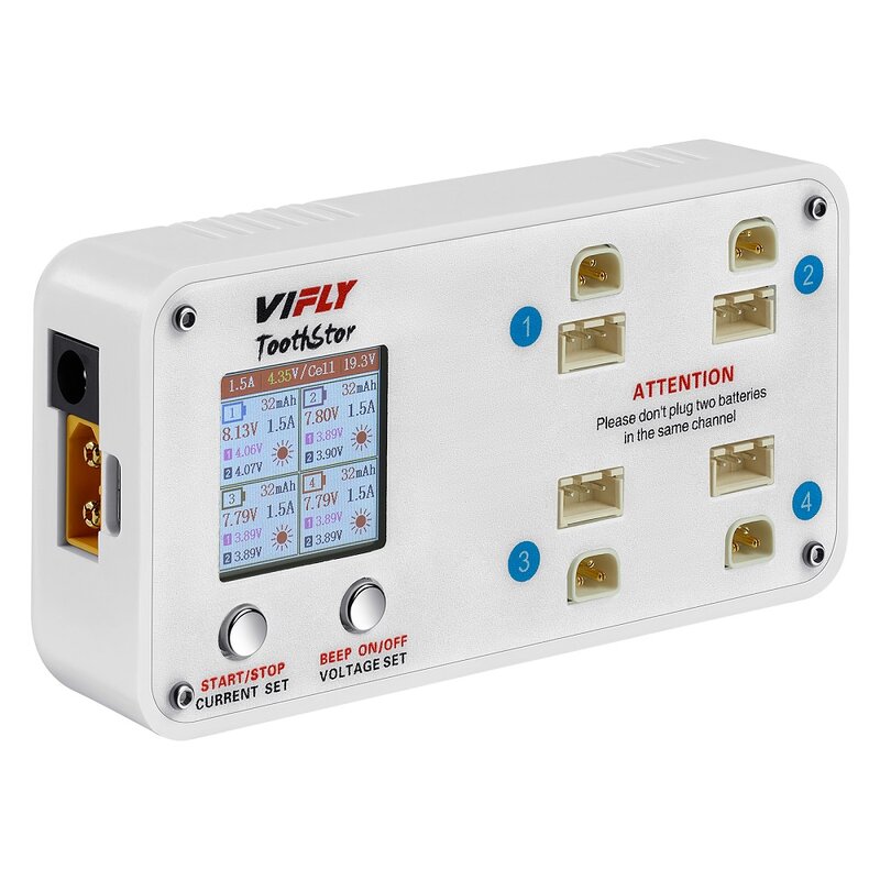 VIFLY tooth Stor - 4 порта 2S балансирующее зарядное устройство с режимом хранения для FPV дрона