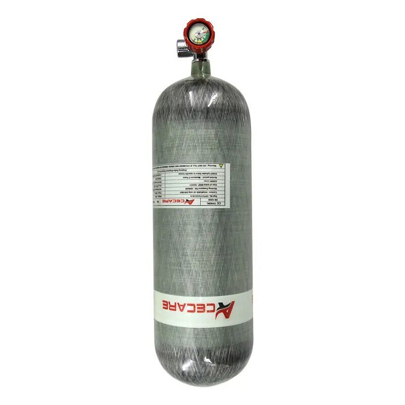 Acecare botol selam serat karbon, botol selam Scuba 4500psi tekanan tinggi 300bar katup dan stasiun pengisian untuk menyelam SCBA 9L