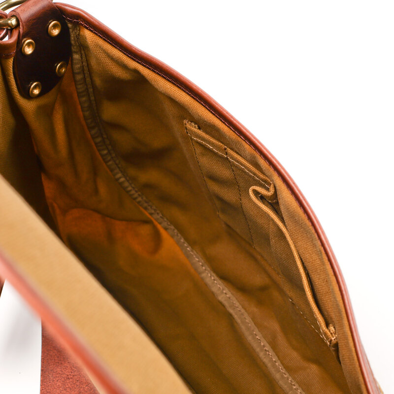 Penjahit Brando tas selempang antik Pria & Wanita, tas cangkang tas bahu tahan cipratan minyak kulit sapi & minyak bahan kanvas