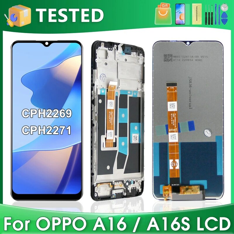 LCD Display Touch Screen Digitizer Assembly Substituição, 6,52 ", OPPO A16S, CPH2269, CPH2271