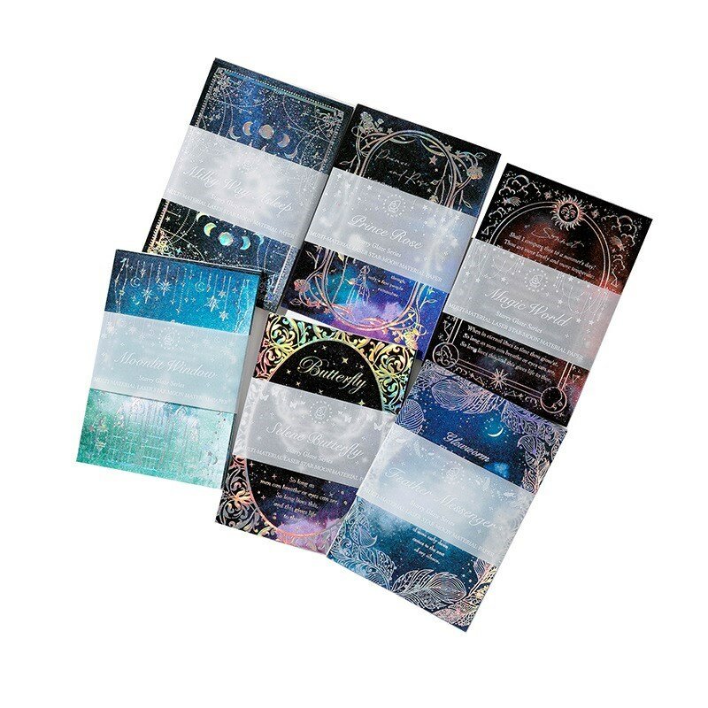 Papel de álbum de recortes estético de 15 piezas, Estilo vintage, Luna, planetas, tiempo, diario de chatarra, suministros de álbum de recortes