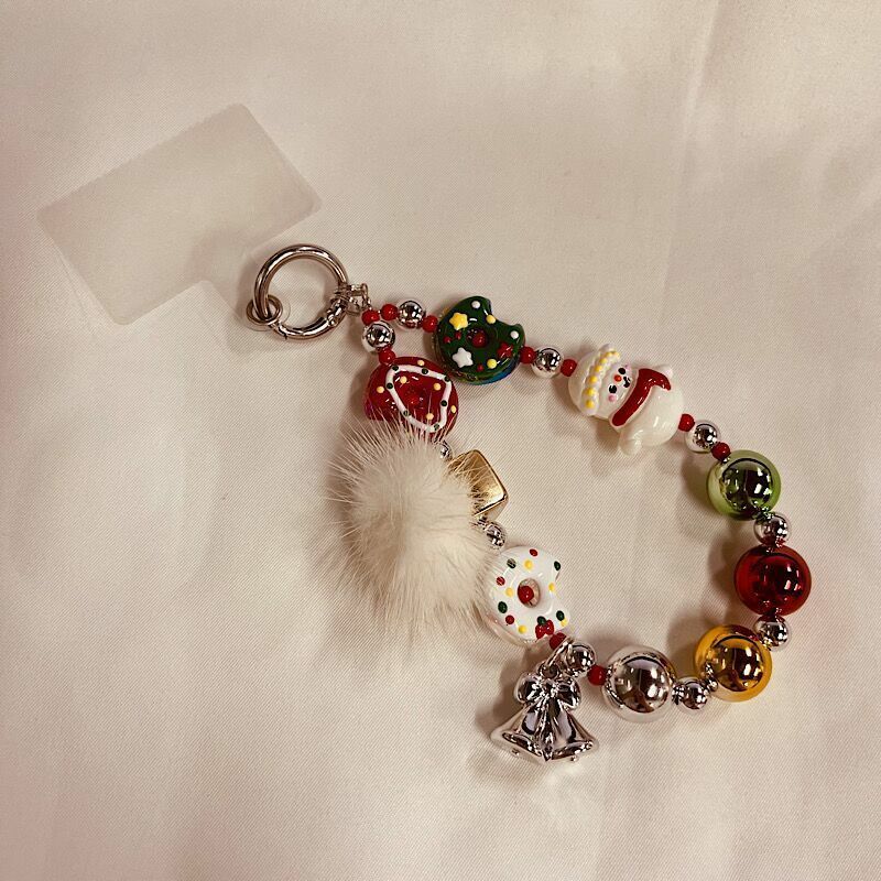 Weihnachten exquisite kurze Perlen Handy kette Männer und Frauen handgemachte Schneemann kreative hängende Tasche Lanyard Paar Geschenk