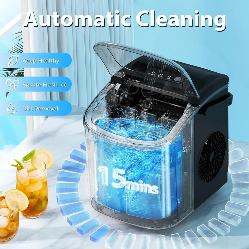 Antarctic Star Countertop Ice Maker Portable Ice Machine with Handle,Self-Cleaning Makers, 26Lbs/24H, 9  Cubes Ready