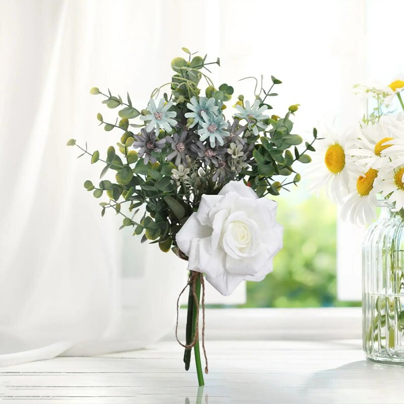 Букет искусственных цветов, элегантный свадебный букет в деревенском стиле для свадебной церемонии, праздника, Дня Святого Валентина, невесты