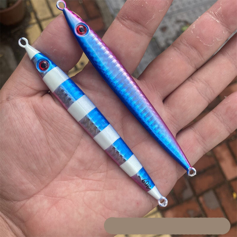 40g 60g 80g Fishing Lure Needle Fish Fast Jigging Lure Glow Metal Jigs Sinking Hard Bait Saltwater Pencil Bait Assist Hook