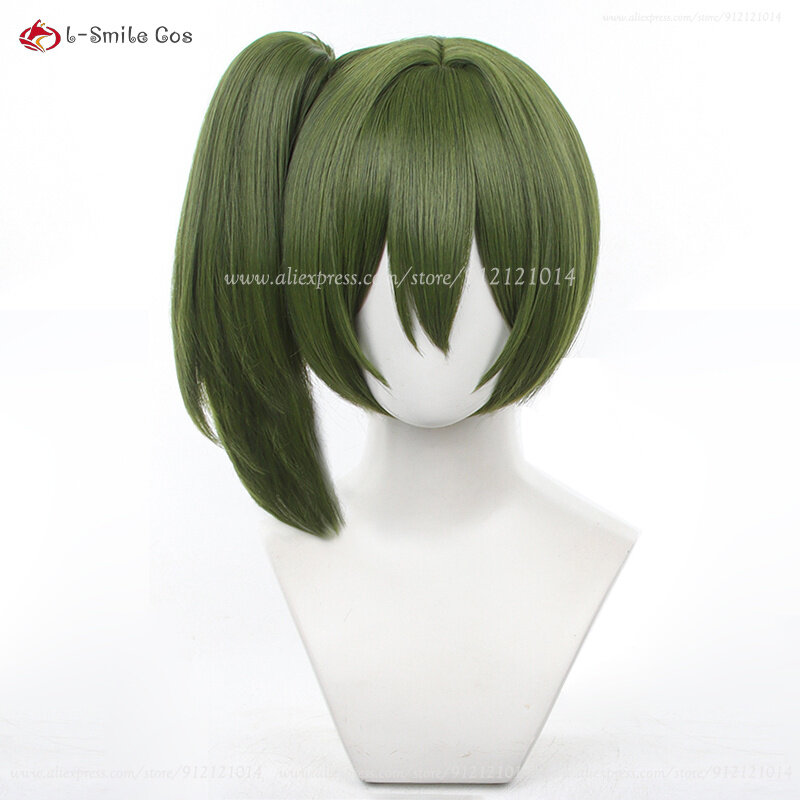 Anime Ubel Cosplay Wig Women 40cm Short Dark Green Scalp Wigs Heat Resistant Synthetic Hair Women Halloween Wig + Wig Cap