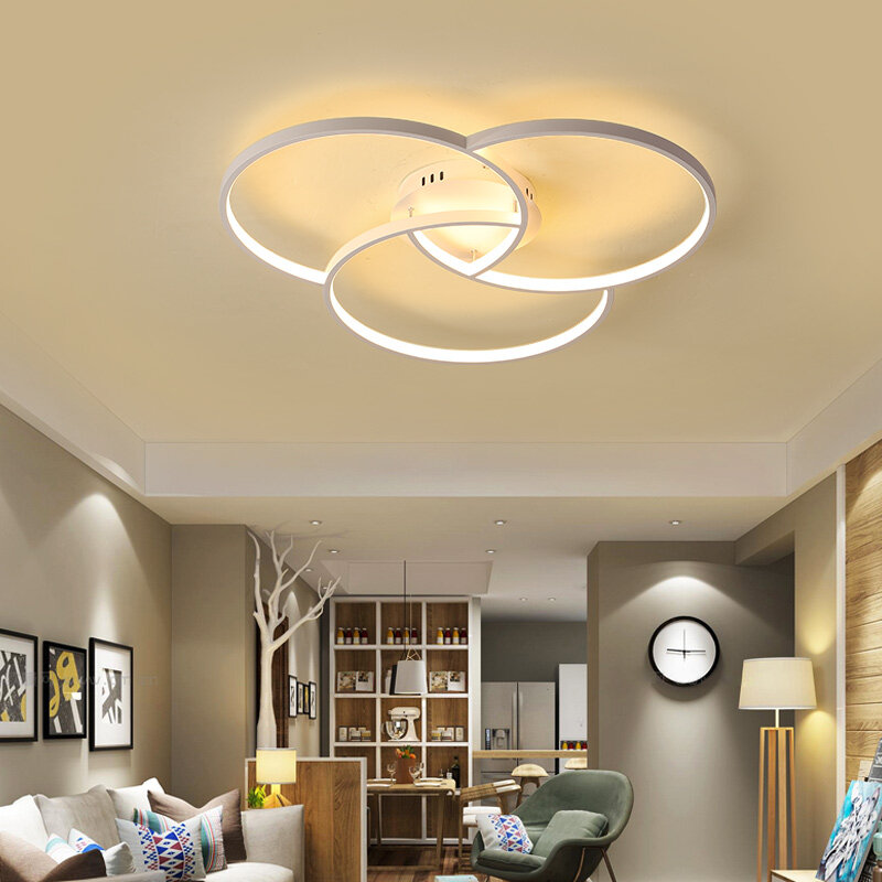 Luces de techo Led modernas para dormitorio, sala de estar, comedor, lámpara de techo Led blanca/negra, accesorios de iluminación para el hogar Nórdico