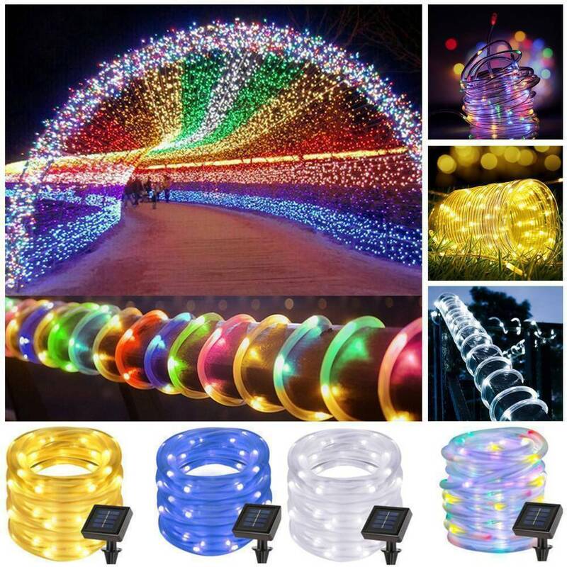 Lámparas solares LED para exteriores, cuerda de tubo de luces de hadas, fiesta de Navidad, jardín, impermeable, 22M/12M, 200/100 LED