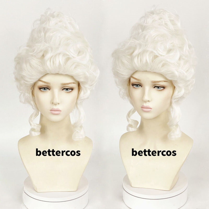 Perruque Synthétique Bouclée Moyenne de Princesse avec Bonnet, Accessoire de Costume de Cosplay Marie Antoinette