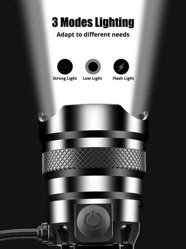 XGardens-Lampe de sauna à capteur LED longue portée, lampe de poche aste USB, lampes frontales extérieures, lumière de pêche, 1000000 lumens, injuste, 70